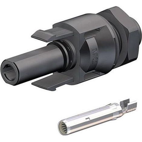 Connecteur MC4 femelle pour panneaux solaires – Protection IP66/IP68 – Température de fonctionnement -40 à +90 °C – Compatible câbles 4-6 mm² – Stäubli