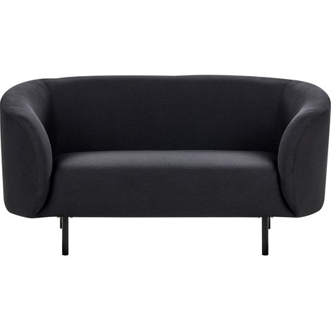 Sofá 2 plazas de poliéster negro suave patas negras retro glamour Loen