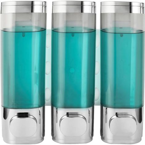Dispenser di sapone da doccia a parete, 3 dispenser di gel doccia da parete da 300 ml (argento) (1/4)