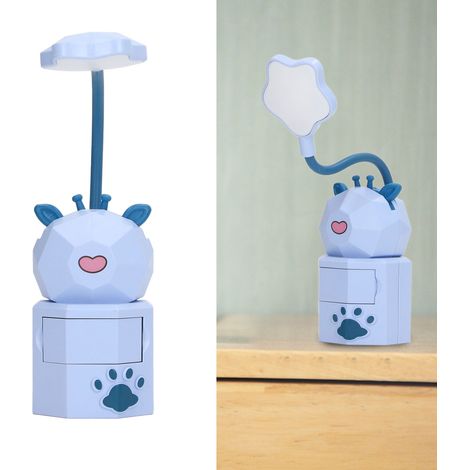Lampe de bureau LED 5V 3W, motif cerf violet, avec tiroir de rangement, rechargeable par USB, idéale pour la lecture en résidence étudiante et la protection des yeux, YC-5802 (1/5)