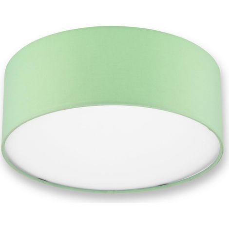 Plafonnier LED - 30cm, rond, avec abat-jour en tissu, vert menthe (1/5)