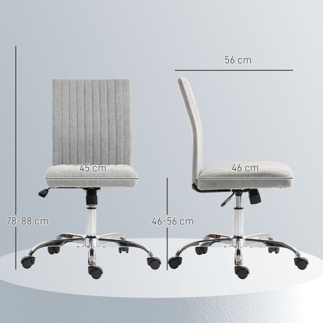 Chaise de bureau sans accoudoirs, réglable en hauteur, siège pivotant, revêtement en tissu, grise. (1/5)