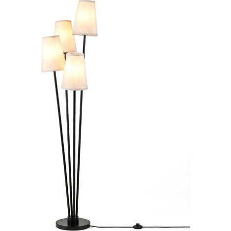COSTWAY Lampada da Terra con 4 Paralumi in Tessuto, 25 x 160 cm (1/5)