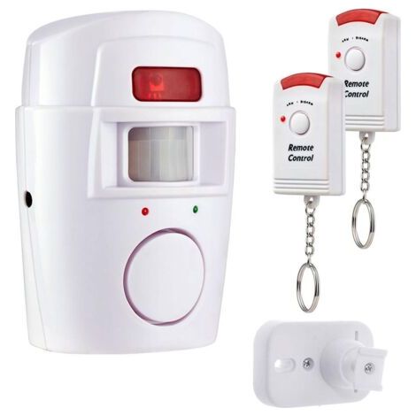 Détecteur de mouvement PIR sans fil avec 2 télécommandes, système d'alarme de sécurité pour porte fenêtre pour maison (1/5)