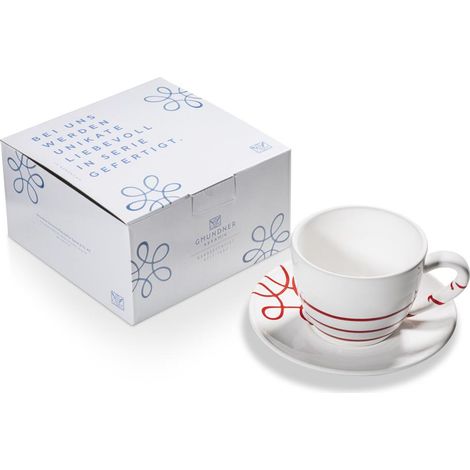 Gmundner Keramik Pur Geflammt Rojo, Taza de té Maxima con platillo (1/3)