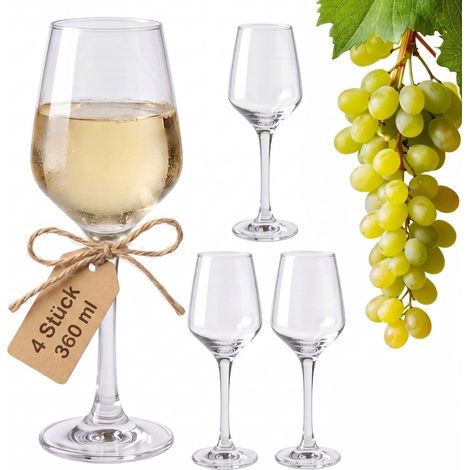 Relaxdays Weingläser, 4er Set, 360 ml, spülmaschinenfest, klassisches Design, Rotweingläser mit Stiel, transparent