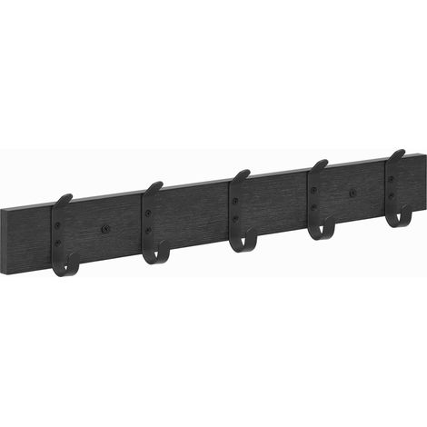 Porte-manteaux avec 5 Crochets Doubles, Patère de 55 cm de Long, 1,5 cm de Large, 6,5 cm de Haut, Noir (1/5)