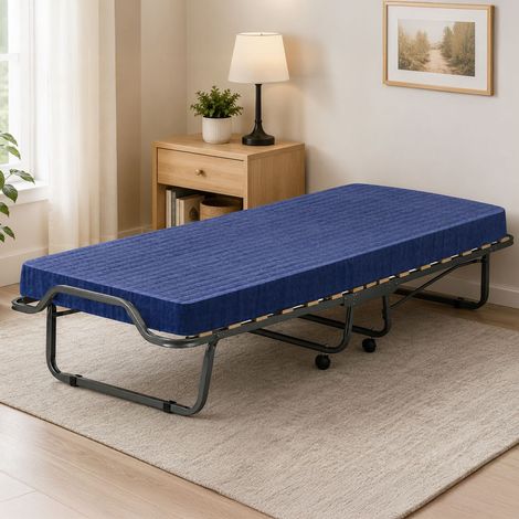 Talamo Italia - Letto pieghevole Ada, Lettino salvaspazio, Brandina 100% Made in Italy, con imballo rinforzato, Materasso 200 cm incluso, 80x200h40 cm, rete 15 doghe
