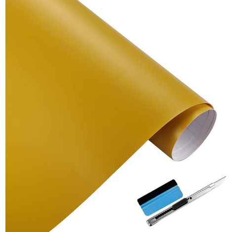 Matte Gelbe Vinylfolie 50x150cm, selbstklebend, blasenfrei, für Auto (1/5)
