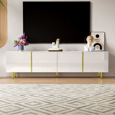 Mueble TV Lacado Blanco, Moderno Y Depurado, Con 4 Puertas (1/5)