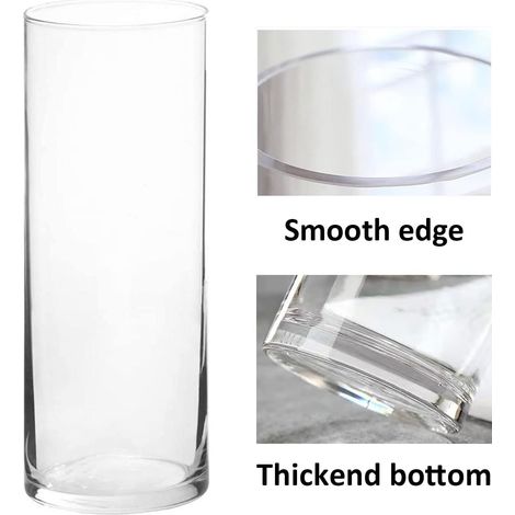 Vase, vase en verre, grand vase en verre vase moderne en verre vase transparent vase en verre vase à fleurs vase cylindrique grand vase cylindrique en verre 1530cm, une pièce (1/4)