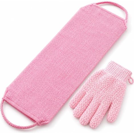 Gant Exfoliant Corps Set - 5 Doigts + Serviette Exfoliante 45cm en Nylon (1/5)