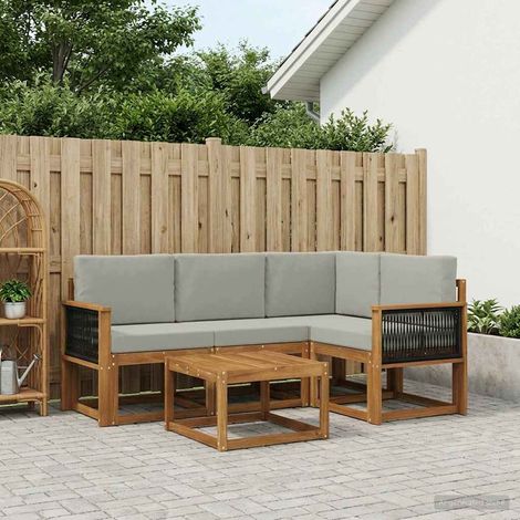 vidaXL Outdoor-Sofagarnitur 5 Stk. Natürlich und Hellgrau Polyester (1/5)