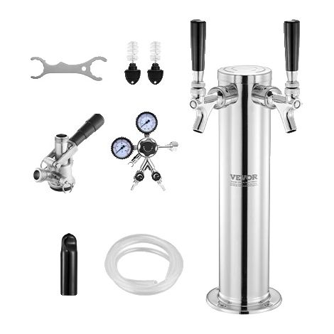 Kit de tour de kegerator, acier inoxydable, tirage simple, 2 robinet S
