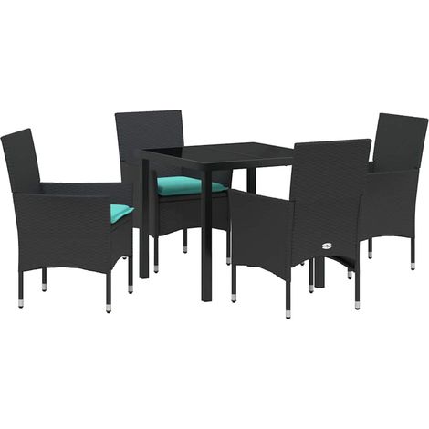 Maison Exclusive - Ensemble table et chaises avec coussin 5 pcs Noir Rotin PE (1/5)