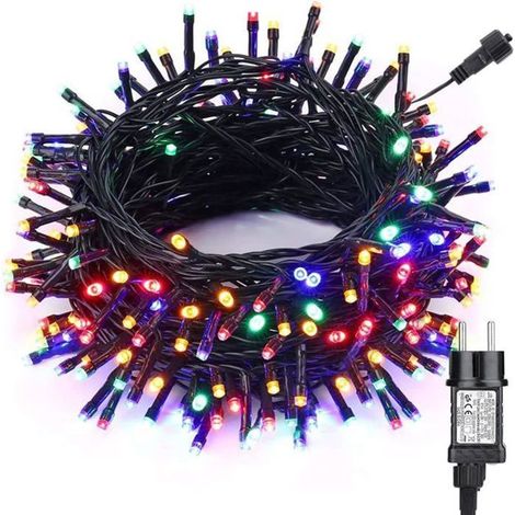 Guirlande Noël extérieur 33 m 300 LED – 8 modes, IP65 – Multicolore – Sapin, jardin (1/5)