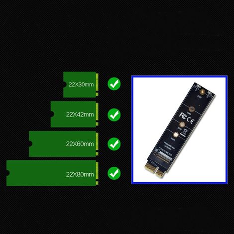 Carte d'extension PCIe 3.0 1X pour SSD NVMe M.2, adaptateur haute vitesse avec connecteur M Key, module de conversion NGFF (1/2)