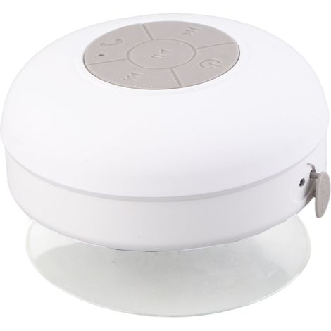 Enceinte de douche Bluetooth étanche, résistante aux chutes et portable, mini enceinte sans fil avec ventouse pour salle de bain, blanche, autocollants inclus