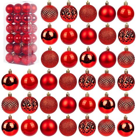 Economy Bruchsichere Weihnachtsbaumkugeln Rot 4 cm - 16 Stück
