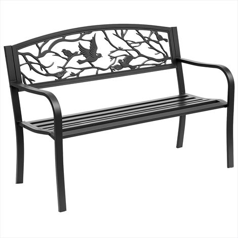 Banc de jardin 2 places métal noir 127 x 60 x 85 cm (1/5)