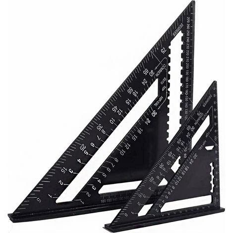 Equerre Menuisier Multifonctions 18cm et 30cm, Triangle Métal Aluminium Règle Équerre Trusquin Guide Raporteur Angle 45 90 Degres