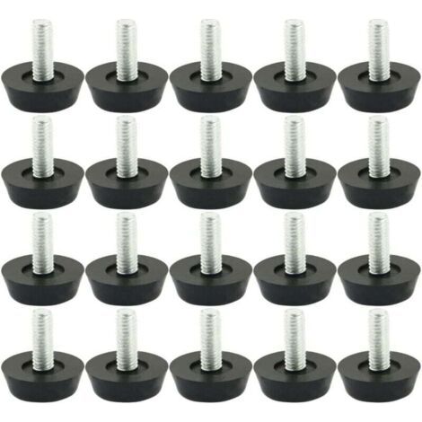 20 unidades de pies niveladores ajustables M6 x 20 mm para muebles, patas ajustables, patas de muebles, patas de mesa, bases de sillas, protectores de suelo, tornillos, deslizadores.