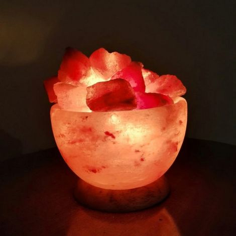Lampada di Sale Himalayano Rosa naturale Braciere Rotondo liscio con pezzotti 3Kg