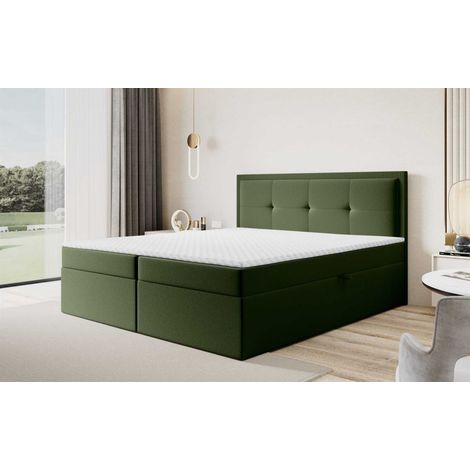 Boxspringbett Schlafzimmerbett DEGNA 140x220cm Stoff Gerra Olivgrün (1/4)