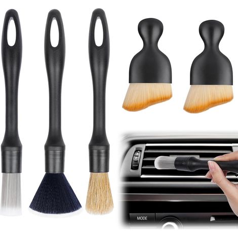 Auto Detailingbürste, 5 Stück Auto Detailing Bürsten Weiche Borsten Auto Innere Reinigungswerkzeuge Pinsel Detailierbürste Rreinigung Pinsel Staub Saubere Bürsten für Auto Staub Büro (1/5)