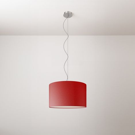 creative cables - Lampada a sospensione con paralume in tessuto Cilindro Small - Made in Italy (1/4)