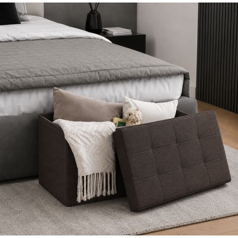 belviona Sitztruhe mit Stauraum, faltbare Sitzbank für Wohnzimmer, Flur oder Schlafzimmer, 80 l Volumen, 76x38x38 cm, braun (1/5)