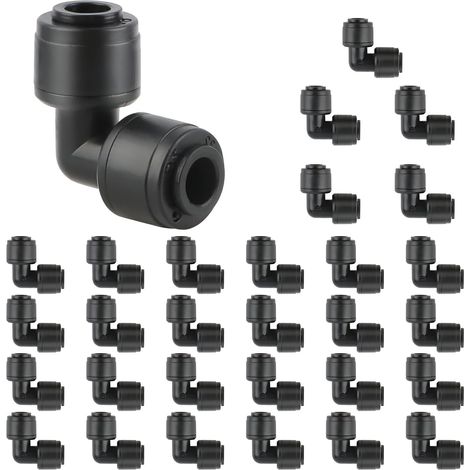 30 PCS Raccords Coudés 90° à Connexion Rapide 1/4", Raccords d’Irrigation Push-Fit pour Tuyau 1/4 Pouce, Connecteurs Étanches pour Systèmes d’Irrigation Goutte à Goutte et Arrosage (1/5)
