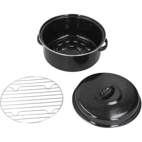 Cocotte Ovale en Fonte Émaillée Noire - Idéale pour Grillades, Patates Douces et Repas en Famille (1/5)
