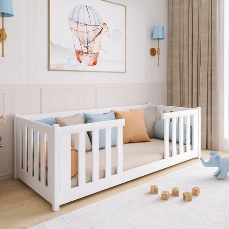 Letto a terra Ninon Bianco 90x200 con rete a doghe inclusa (1/3)
