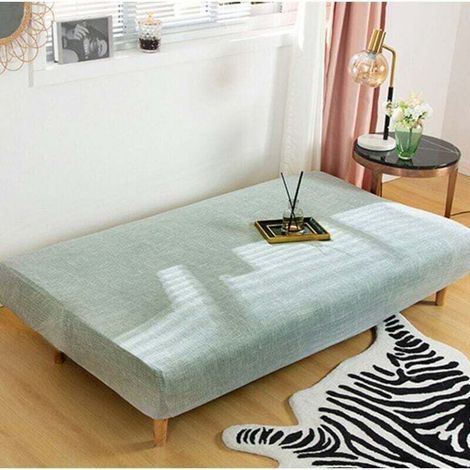 Dehnbarer Sofabezug ohne Armlehnen, universeller Sofabezug für alle Sofas, Schutzhülle für Faltsofas, einfach anzubringen und zu reinigen, 3-Sitzer-Sofabezug mit Klick-Klack-System, Asche