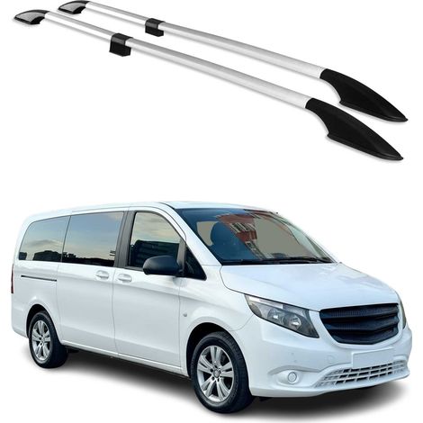 Barres de Toit Longitudinale pour Mercedes Vito W639 W447 2003 à 2023 Empattement Moyen L2, Rails de Toit Longitudinales pour Voiture, Gris, Capacité de Charge 75 kg