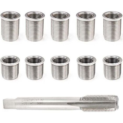 Outil de réparation de filetage de bougie d'allumage Boulon M10x1.0 + M12x1.0 Kit de matériel d'accessoires automatiques pour robinet (1/4)