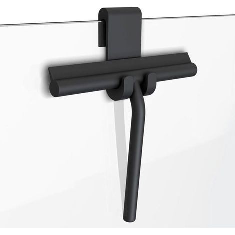 Noir .Raclette Douche Noir - Essuie-vitre avec Crochet de Suspension - Raclette Salle de Bain Tracteur Douche - Essuie-Glace et (1/3)