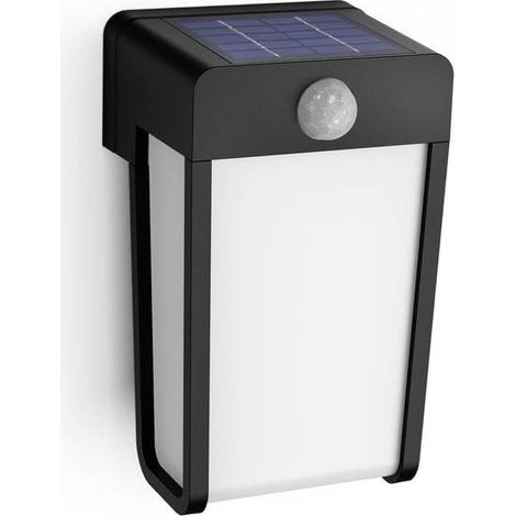 Applique murale solaire d'extérieur, 2,3 W, 2700 K, noire, verre opaque, détecteur de mouvement, IP44 résistante aux intempéries (1/3)