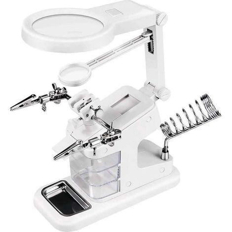 Troisième Main Loupe 3X 4.5X 25X, Loupe Soudure avec 10 Lumières LED, 3pcs Petites Boîtes et Pinces Crocodiles pour Assemblage, Réparation, Modelage, Artisanat (1/4)