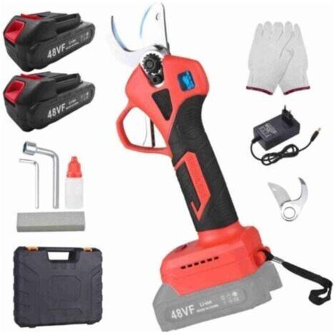 48V Pruner for Fruit Trees, Lithium Rechargeable Garden Pruner, Portable Leather Handheld Pruner for Home Use (Black)
