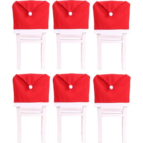4 Stück/6 Stück Weihnachtsstuhlbezüge, rote Weihnachtsmann-Mütze, Stuhl-Rückenabdeckungen, Zuhause, Abendessen, Weihnachten, Party-Dekoration (6) (1/5)