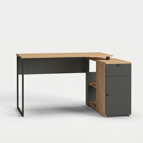 Büroschreibtisch mit Schubladen und Regalen Nurak - Anthrazit (1/4)