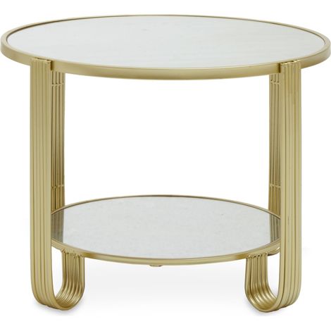 Interiors by Premier Modern Design Round Mirrored Top Gold Frame Table, Versatile Bedside Table, Easily Maintained Small Table (1/5)