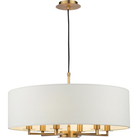 Dar Tyler Abat-jour Tyler 6 lumières, bronze antique et blanc, avec abat-jour (1/5)