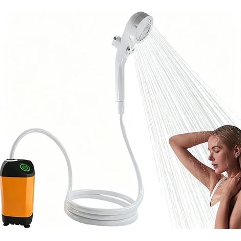 Douche de camping portable avec pommeau et batterie rechargeable, douche extérieure pour jardin, voyage et camping, durable, avec sac de transport (1/5)