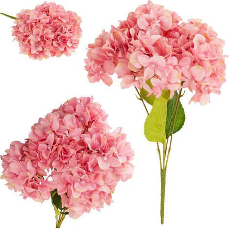 CV15124-3 Hortensienstrauß, 5 rosa Blüten, 50 cm, wunderschön dicht, für Vase