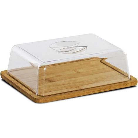 Plateau à fromage avec cloche - JUANIO - 24×18.5×6.6 cm - Bambou - Naturel/transparent - 1.5 kg (1/4)
