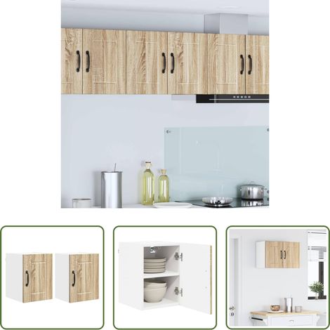 Küchenwandschrank - Küchenschrank 2 pcs Sonoma-Eiche 30 x 31 x 40 cm Holzwerkstoff (1/5)
