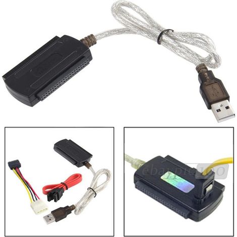 Trade Shop - Cable Adaptador Ide Sata Usb 2.0 Compatible Con Discos Duros De 2,5 Y 3,5 Pulgadas - (1/5)